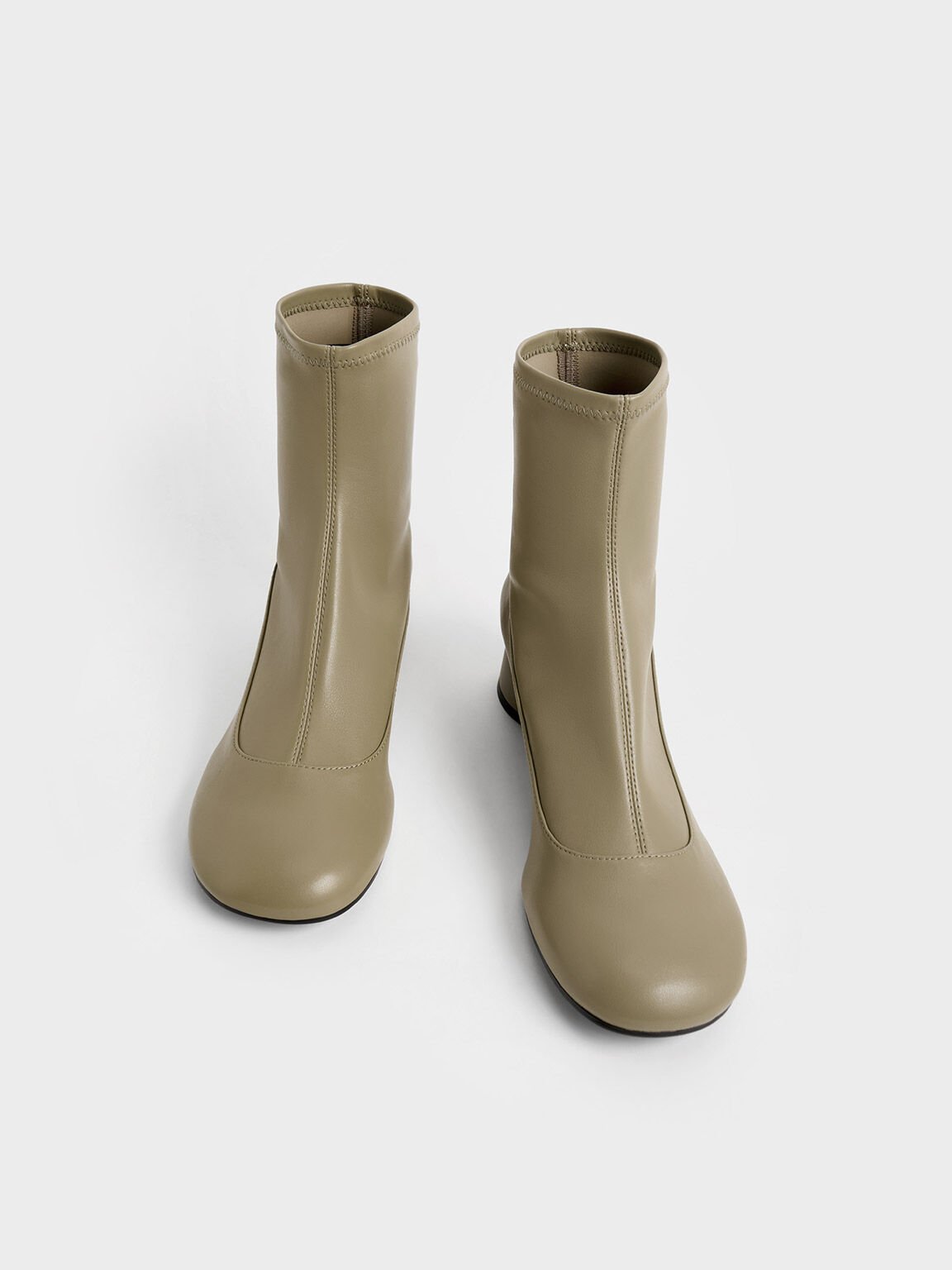 Stitch-Trim Ankle Boots, Olive, hi-res