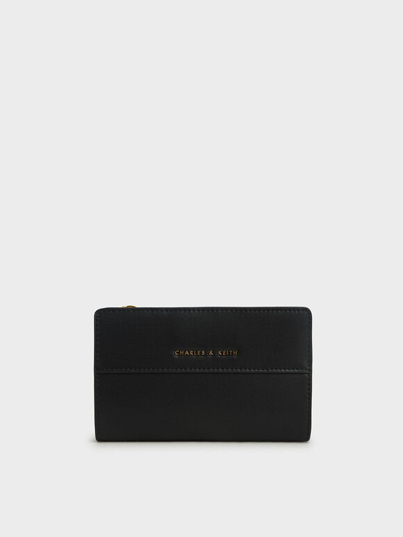 Snap Button Small Wallet, Black, hi-res