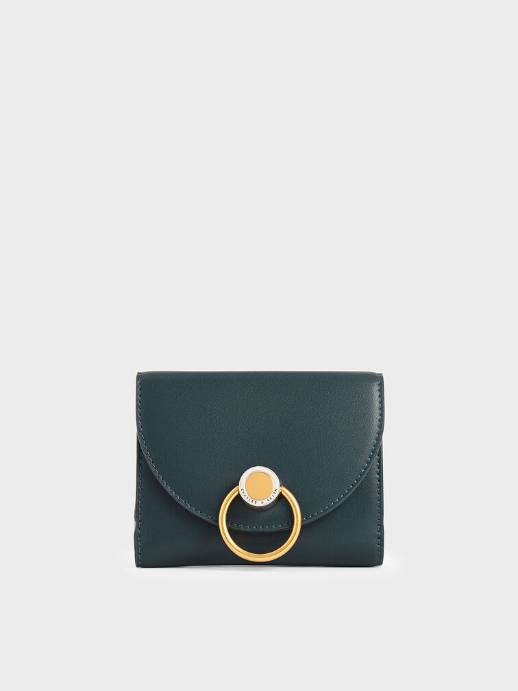 Ring Push-Lock Mini Wallet, Verde azulado, hi-res
