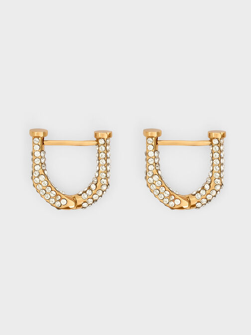Gabine Swarovski Crystal Huggie Earrings, Gold, hi-res