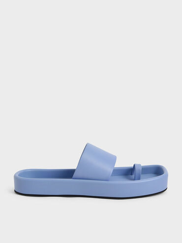 Lilou Toe-Ring Flat Sandals, Blue, hi-res