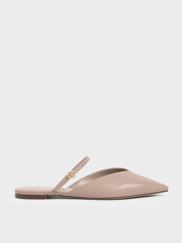 V-Cut Mary Jane Mules, Taupe, hi-res