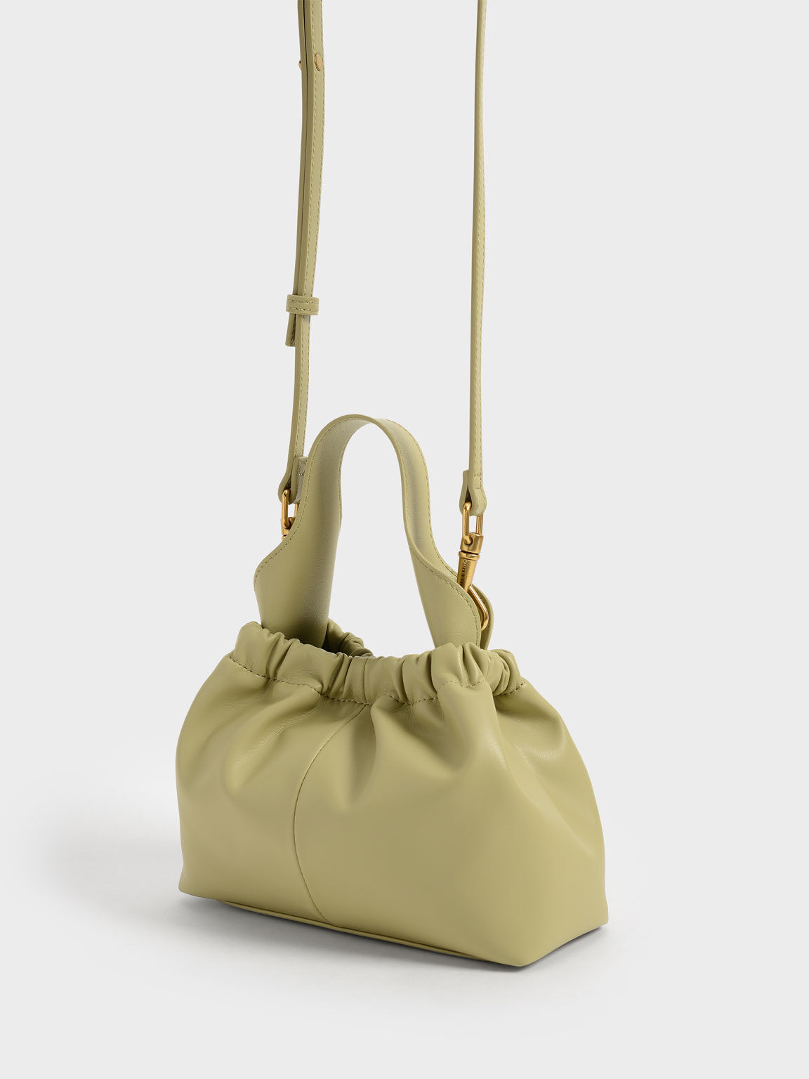 Pleated Hobo Bag, Taupe, hi-res