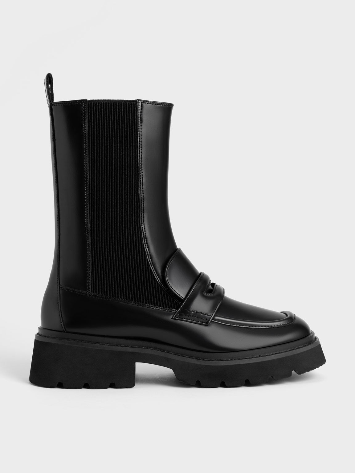 Penny Loafer Chelsea Boots, Black, hi-res
