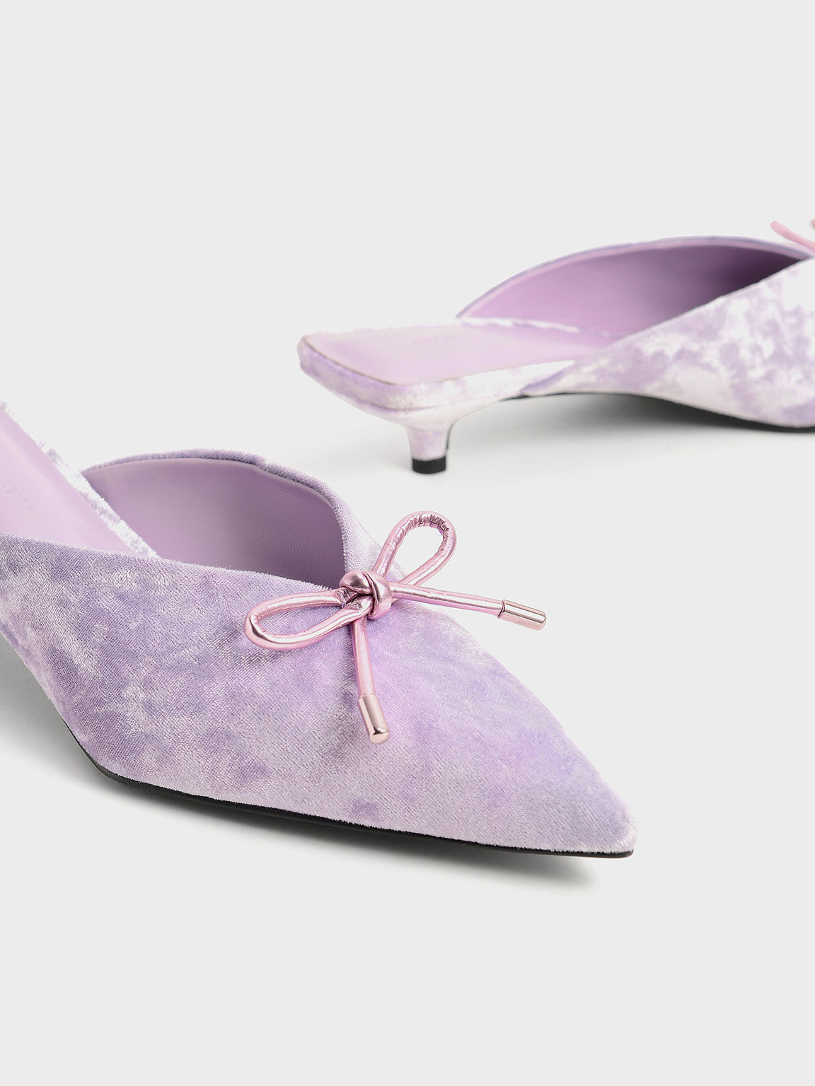Holiday 2021 Collection: Azalea Velvet Bow-Embellished Mules​, Lilac, hi-res