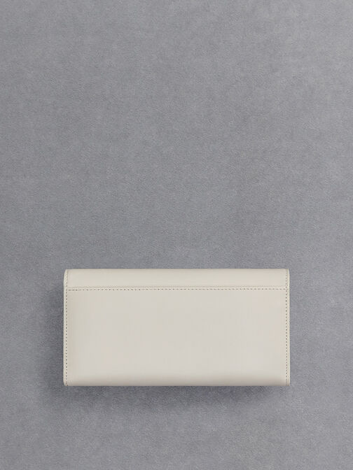 Leather Chain-Strap Wallet, White, hi-res