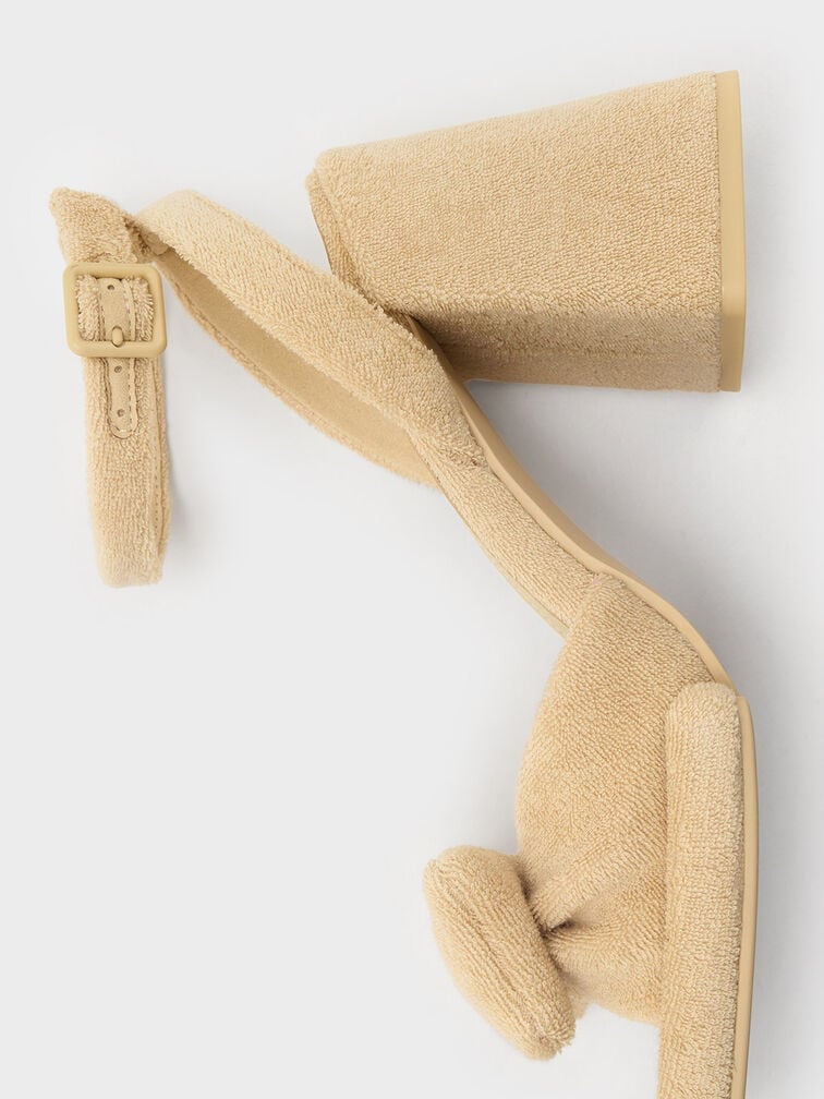 Sandales texturées à nœud et bride de cheville Loey, Beige, hi-res