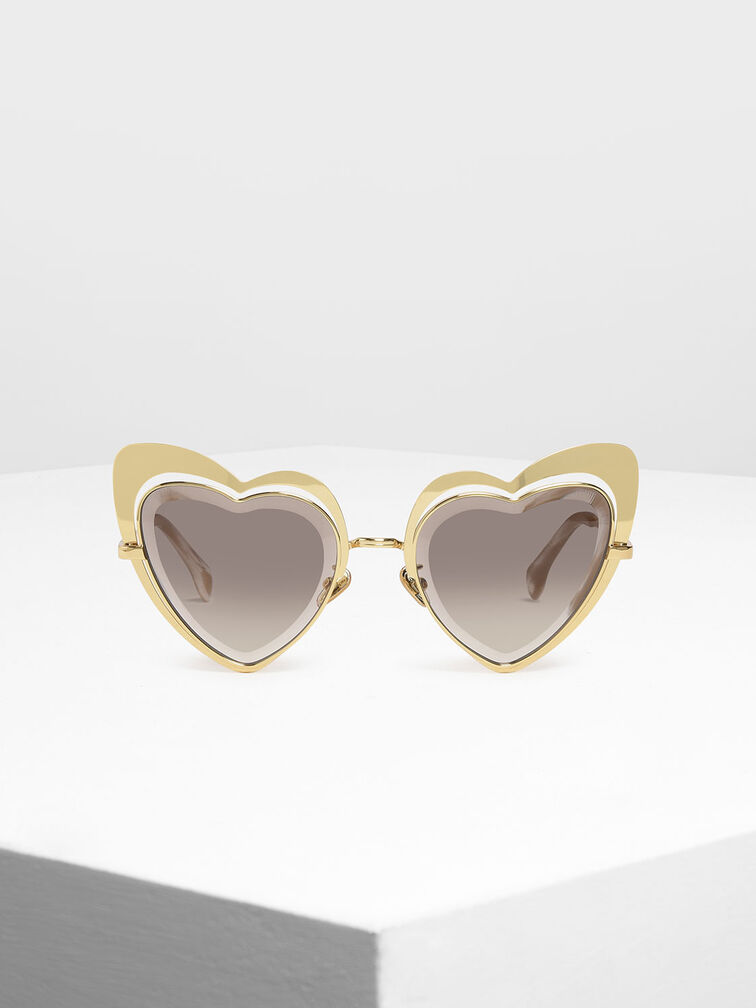 Heart-Shaped Sunglasses, Dorado, hi-res