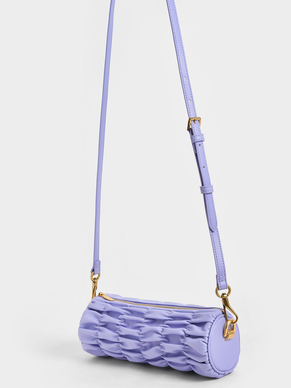 Tallulah Ruched Chain-Handle Shoulder Bag, Lilac, hi-res
