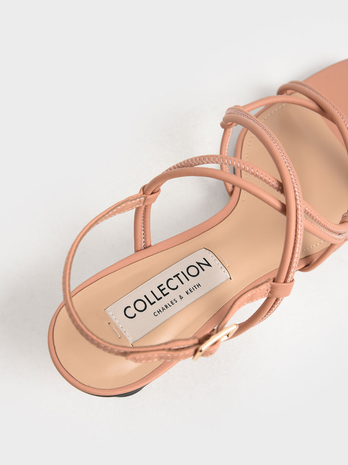 Leather Strappy Knotted Sandals, Tan, hi-res