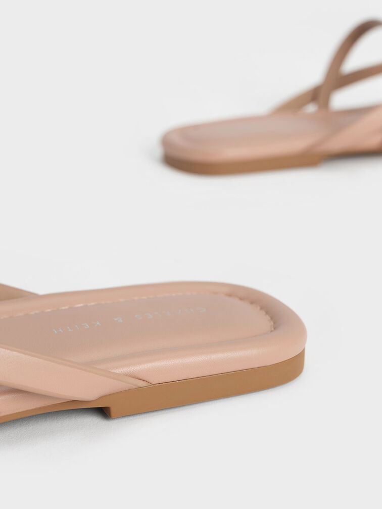 Strappy Thong Sandals, Nude, hi-res