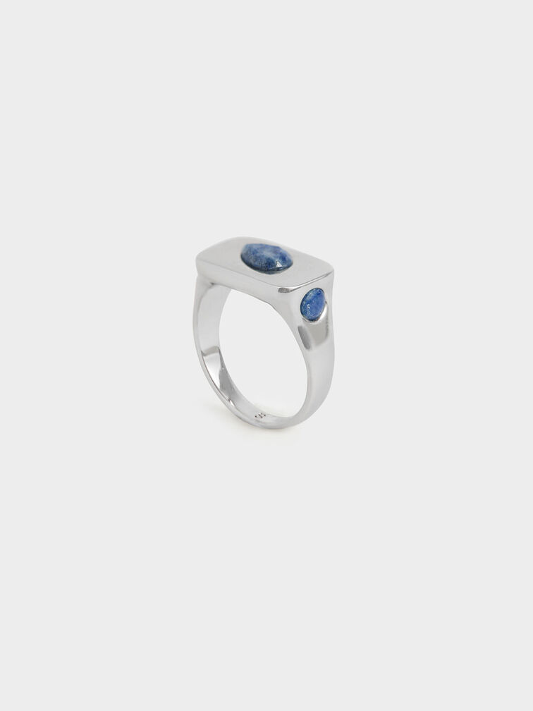 Blue Sodalite Signet Ring, Silver, hi-res