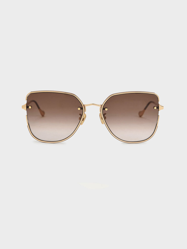 Tinted Butterfly Sunglasses, Taupe, hi-res