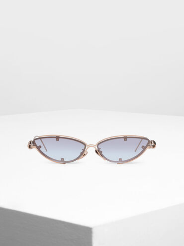 Double Frame Cat-Eye Sunglasses, Rose Gold, hi-res