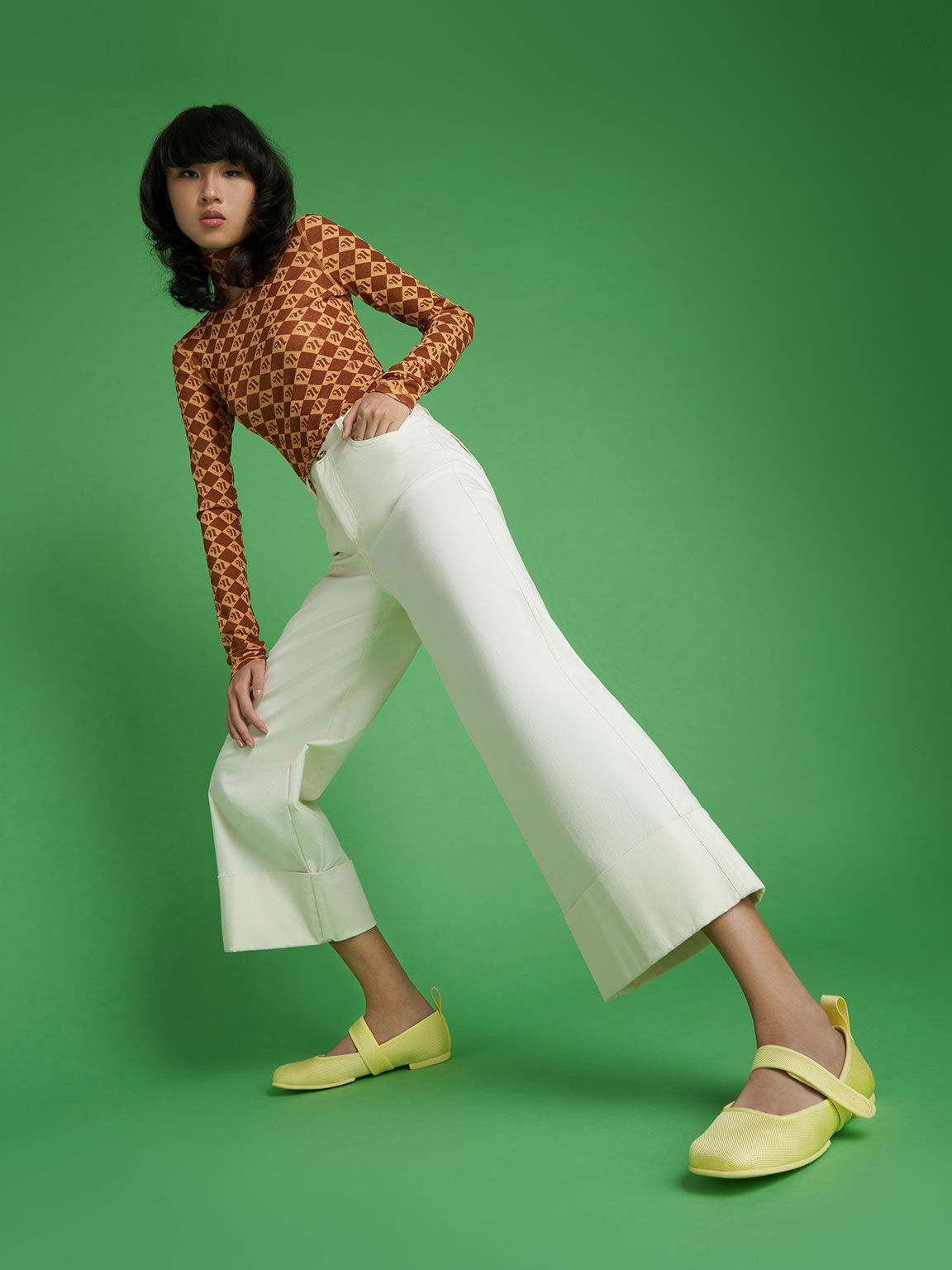 Nori Recycled Polyester Mary Jane Flats, Yellow, hi-res