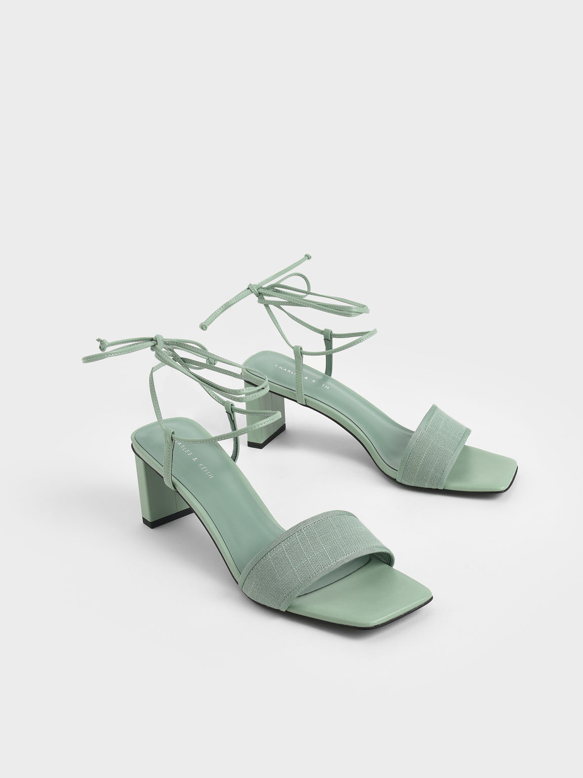 Linen Tie-Around Sandals, Sage Green, hi-res