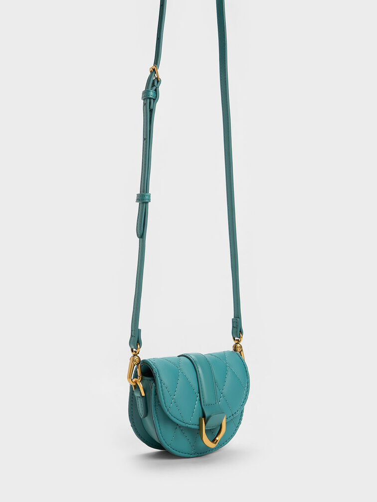 Teal Micro Gabine Quilted Saddle Bag - CHARLES & KEITH MT