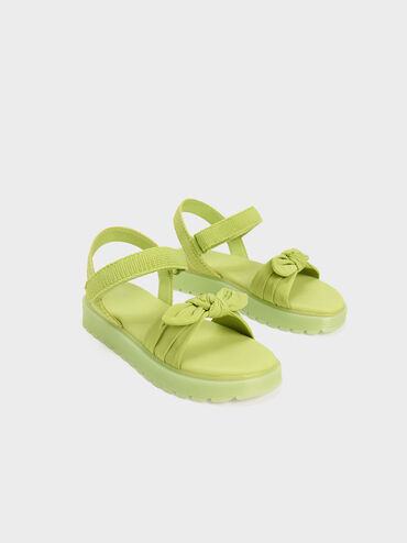 Sandalias anudadas de nylon para chica, Verde lima, hi-res