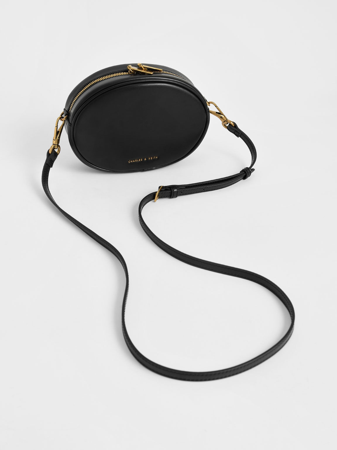 Heirloom 
Chain-Embellished Oval Crossbody Bag, Black, hi-res