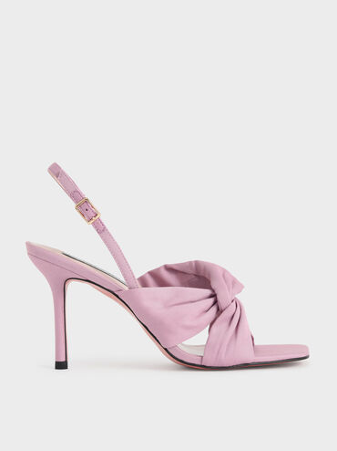 Cotton Knotted Slingback Sandals, Light Pink, hi-res