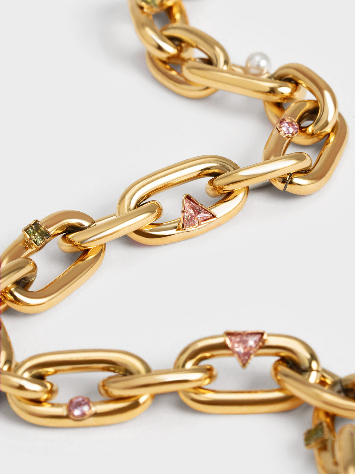 Crystal & Pearl Embellished Chain-Link Bracelet, Nude, hi-res