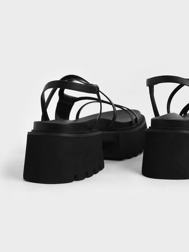 Nadine Strappy Platform Sandals, Black, hi-res