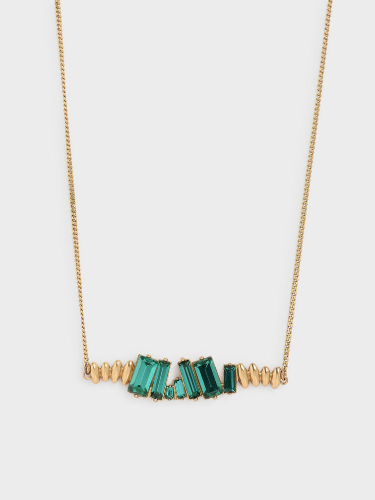 Swarovski® Crystal Embellished Matinee Necklace, Green, hi-res