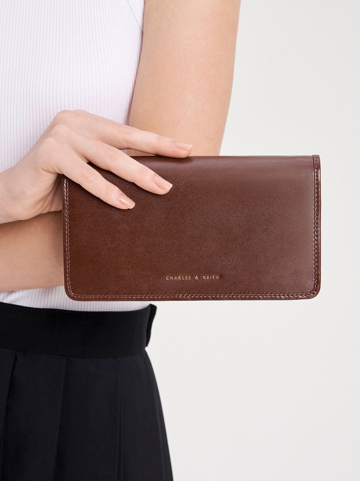 Cognac Long Wallet - CHARLES & KEITH CH