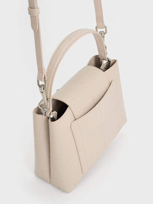 Suki Crinkle-Effect Top Handle Bag, Oat, hi-res
