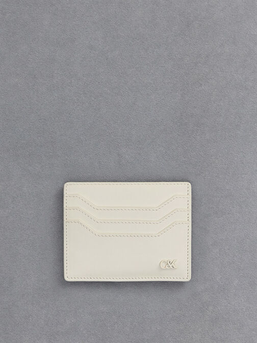 Leather Multi-Slot Card Holder, White, hi-res