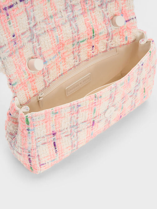 Bolso de Tweed con Asa Curva, Multicolor, hi-res