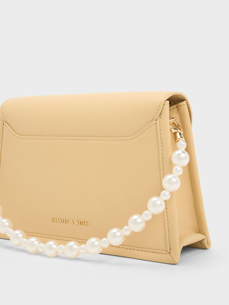Mini sac à poignée en perles et foulard Roza, Beige, hi-res