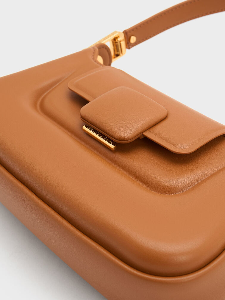 Koa Push-Lock Top Handle Bag, Chocolate, hi-res