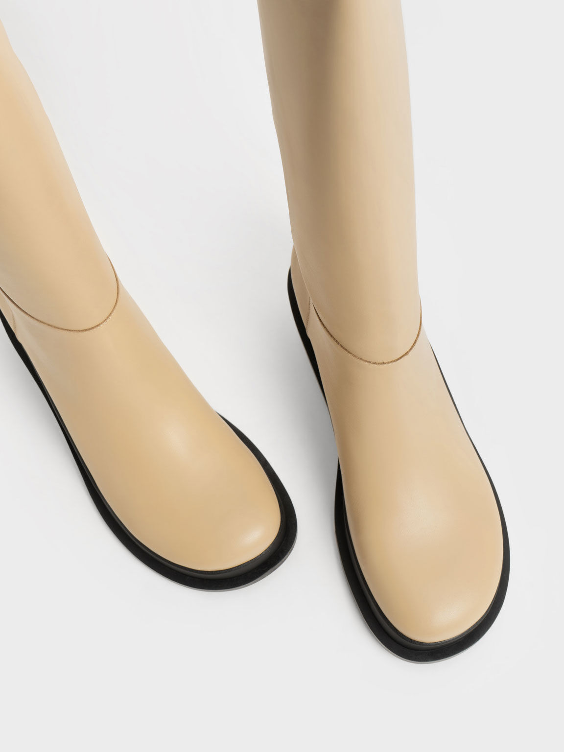 Frida Leather Knee-High Boots, Sand, hi-res