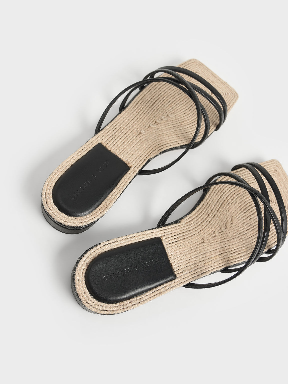 Strappy Square Toe Sandals, Black, hi-res