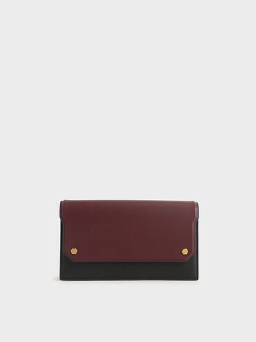 Two-Tone Mini Long Wallet, Black, hi-res