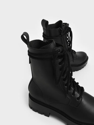 Gripped Soles Combat Boots, Noir, hi-res