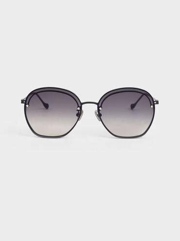 Wire Frame Butterfly Sunglasses, Black, hi-res