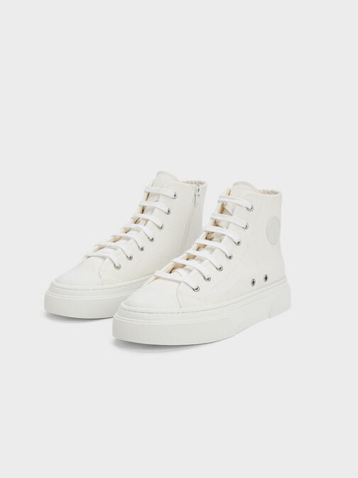 Kay Canvas High-Top Sneakers, White, hi-res