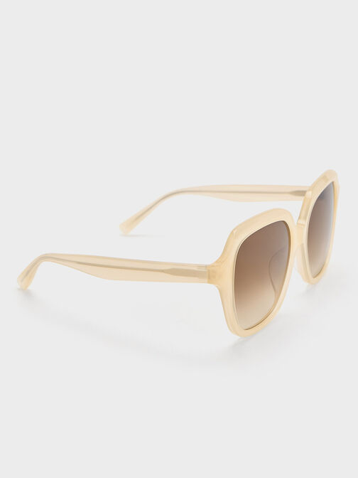 Recycled Acetate Wide-Square Sunglasses, Butter, hi-res