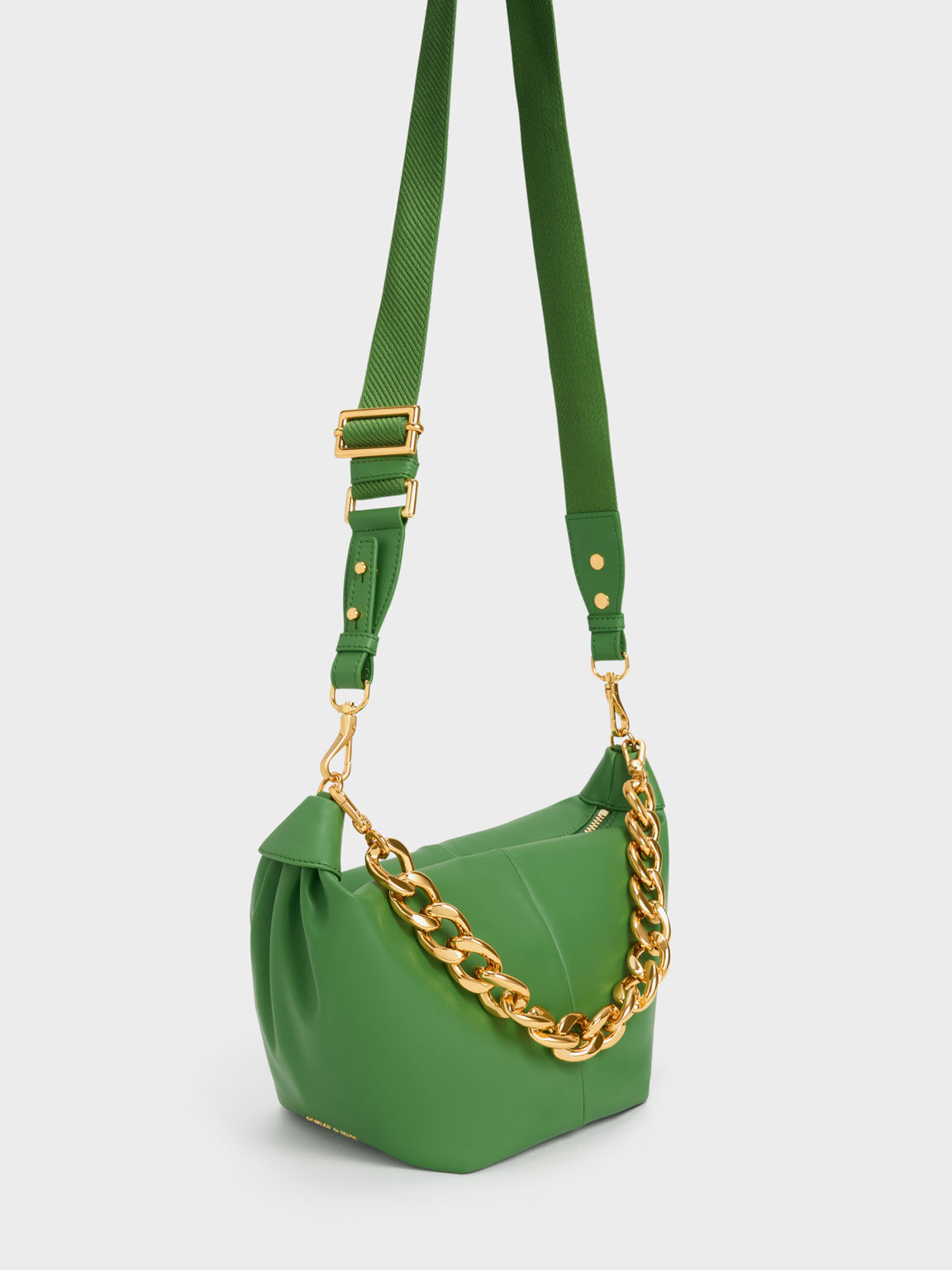 Daki Chain Handle Hobo Bag, Green, hi-res