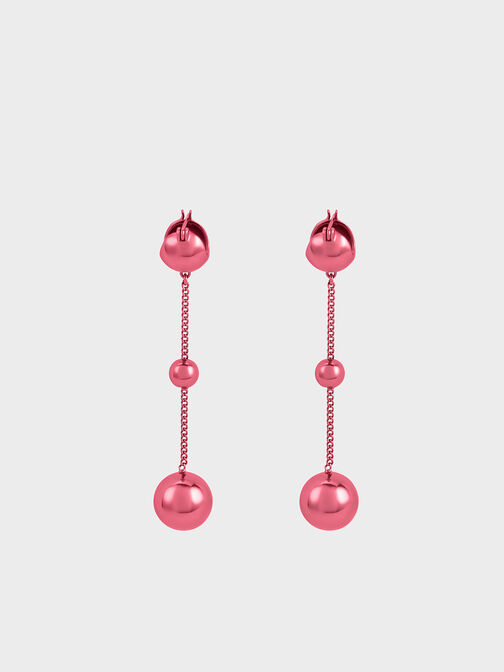 Boucles d'oreilles pendantes à sphères, Fuschia, hi-res