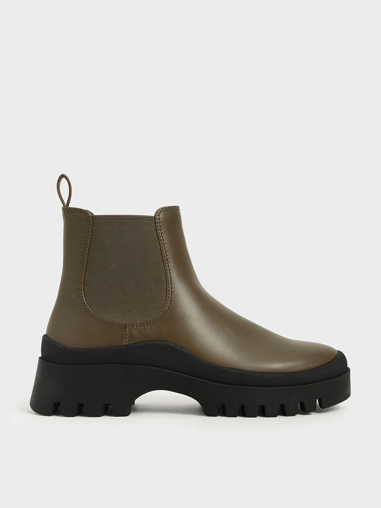 Chunky Chelsea Boots, Olive, hi-res