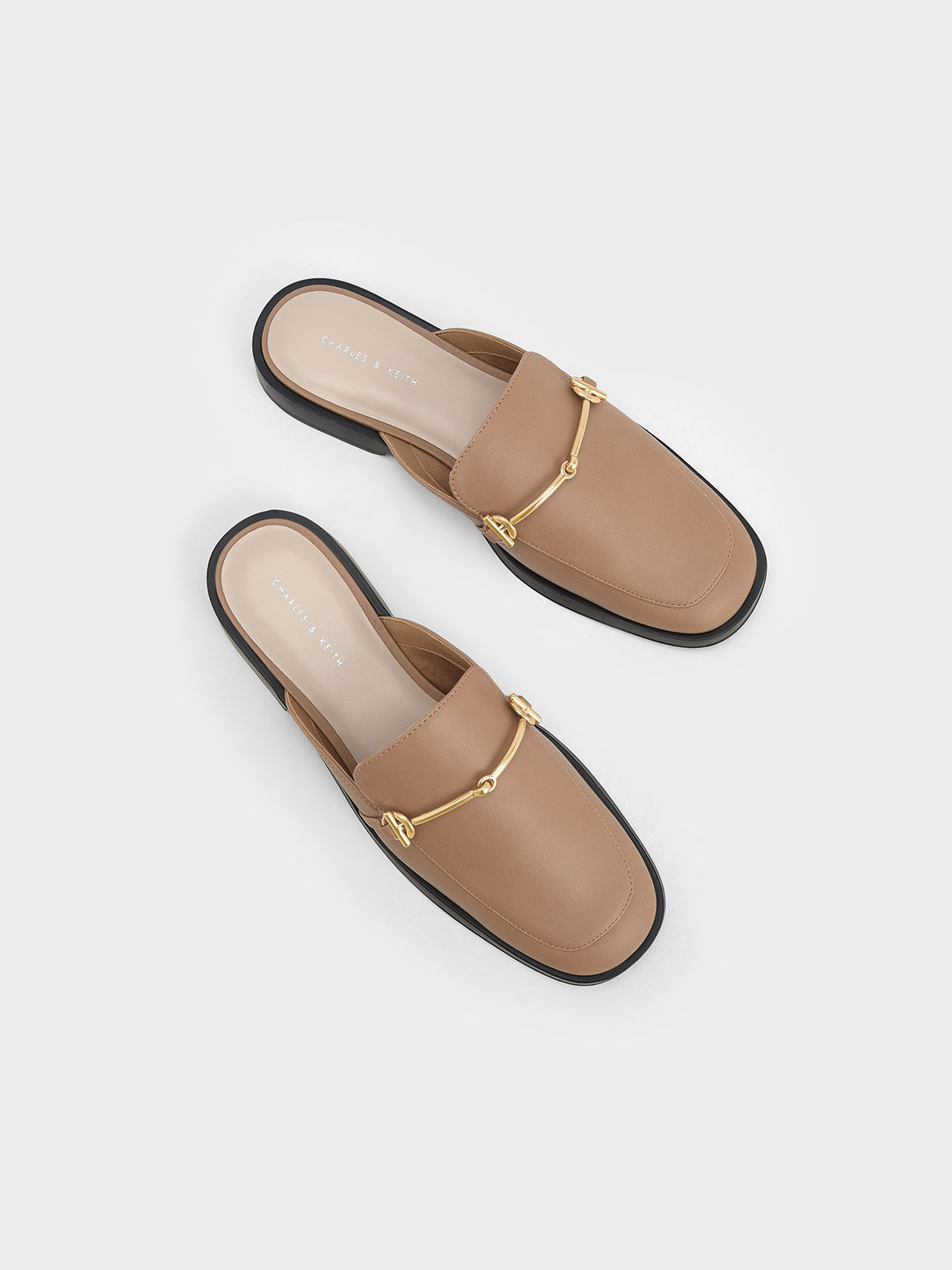 Metallic Accent Loafer Mules, Camel, hi-res