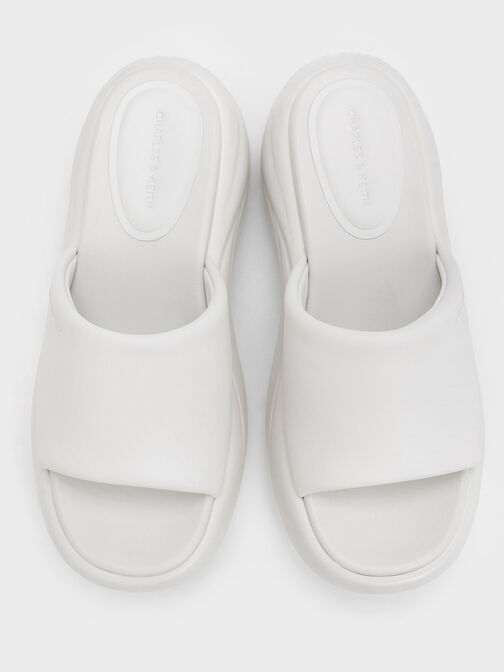 Sandalias deportivas de plataforma curvada y tiras anchas, Blanco, hi-res