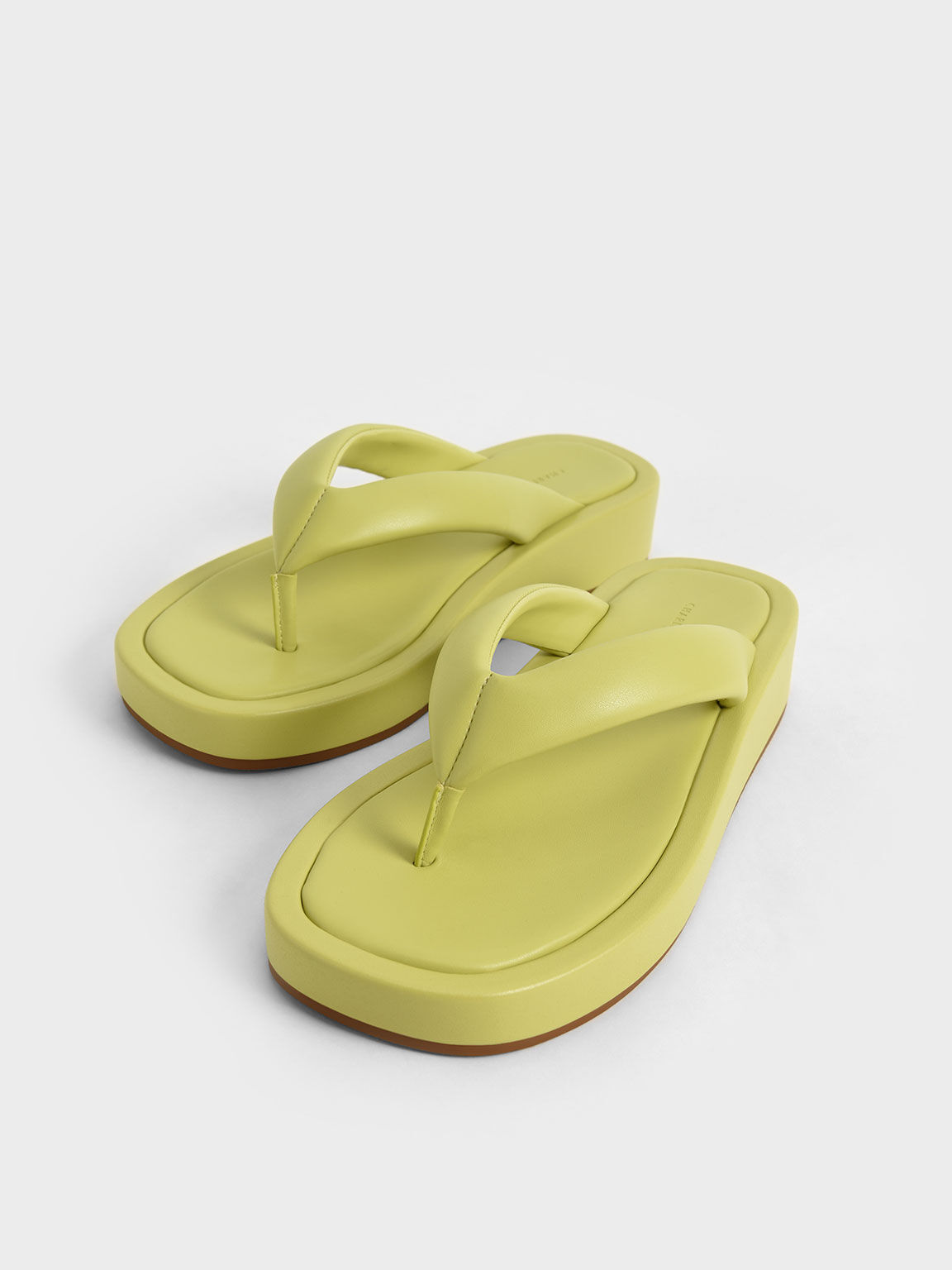 Padded Platform Thong Sandals, Lime, hi-res