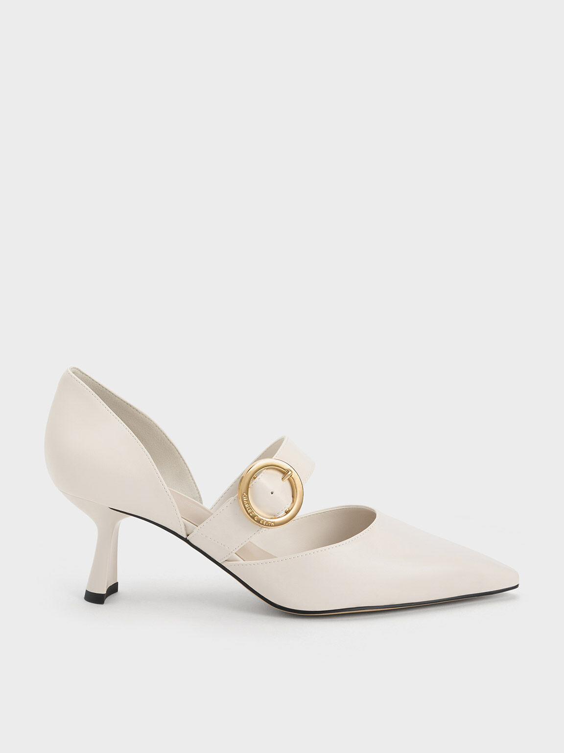 Zapatos de Tacón D'Orsay con Hebilla, White, hi-res