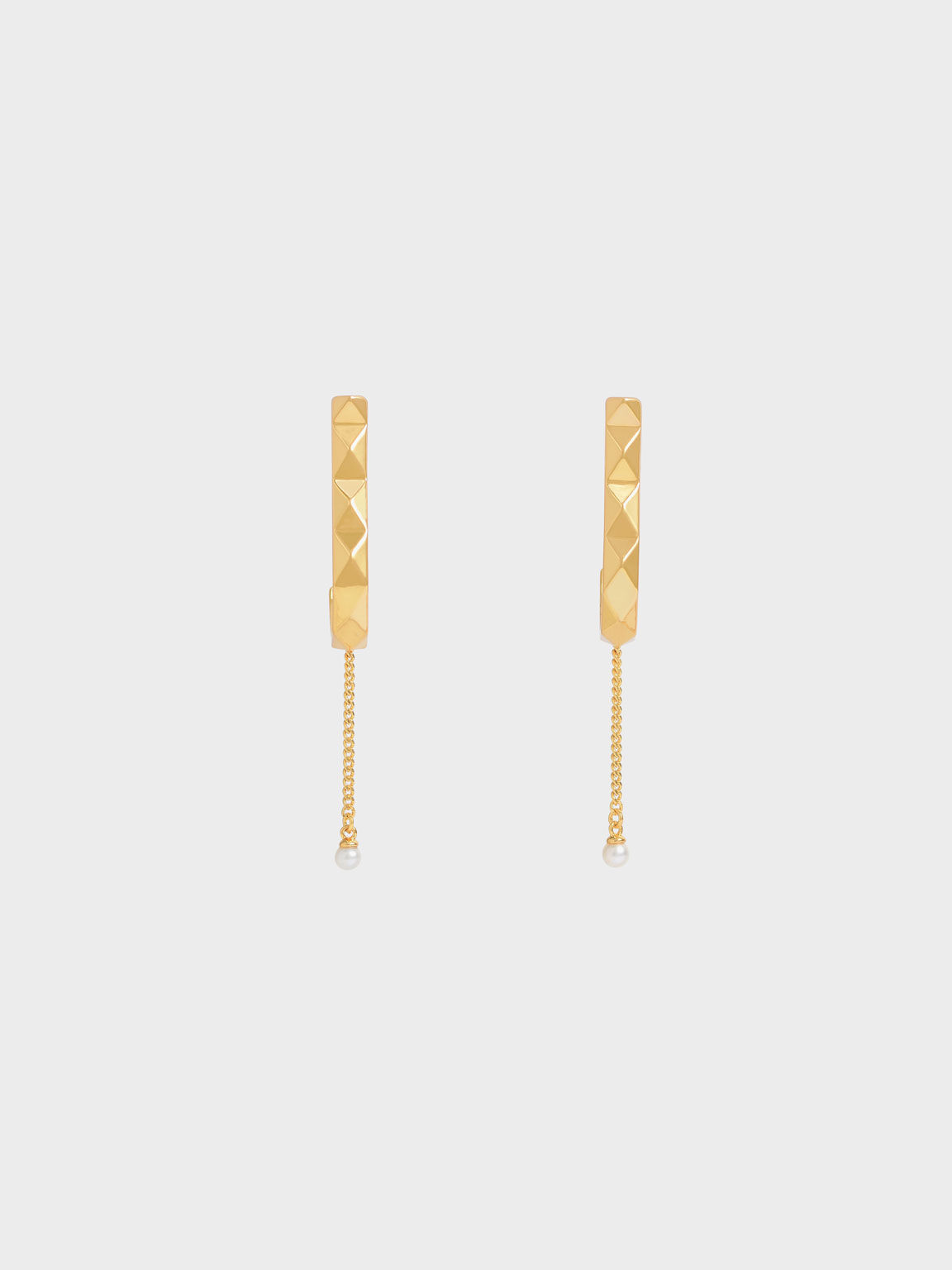 Geometric Pearl Drop Earrings, Gold, hi-res