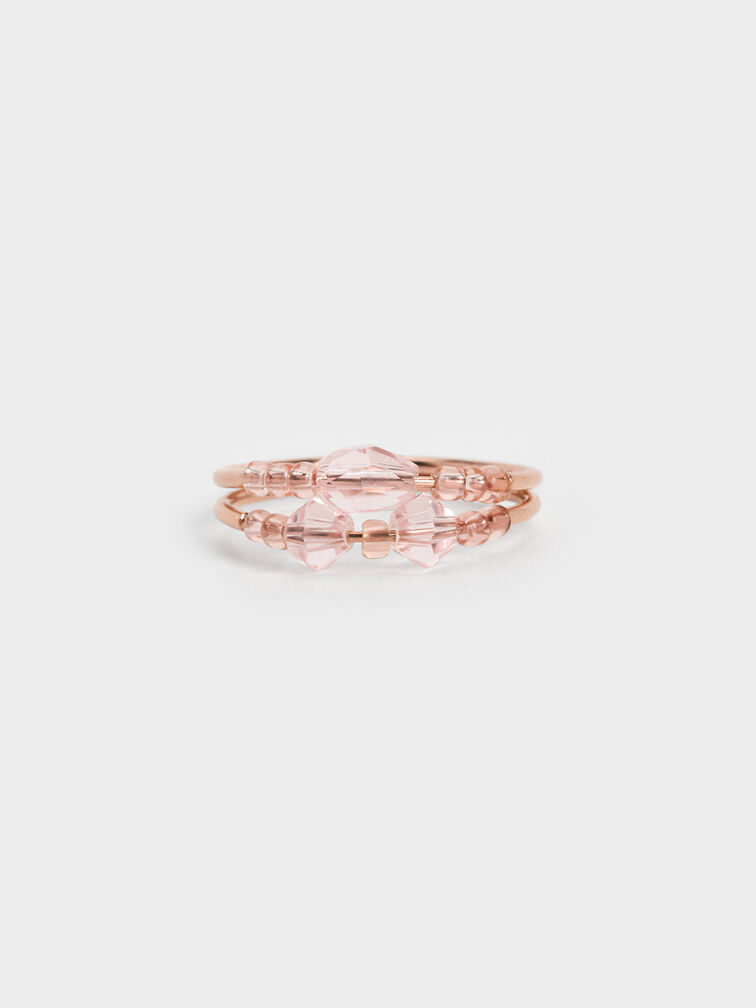 Ensemble de deux anneaux à perles Luxem, Or Rose, hi-res
