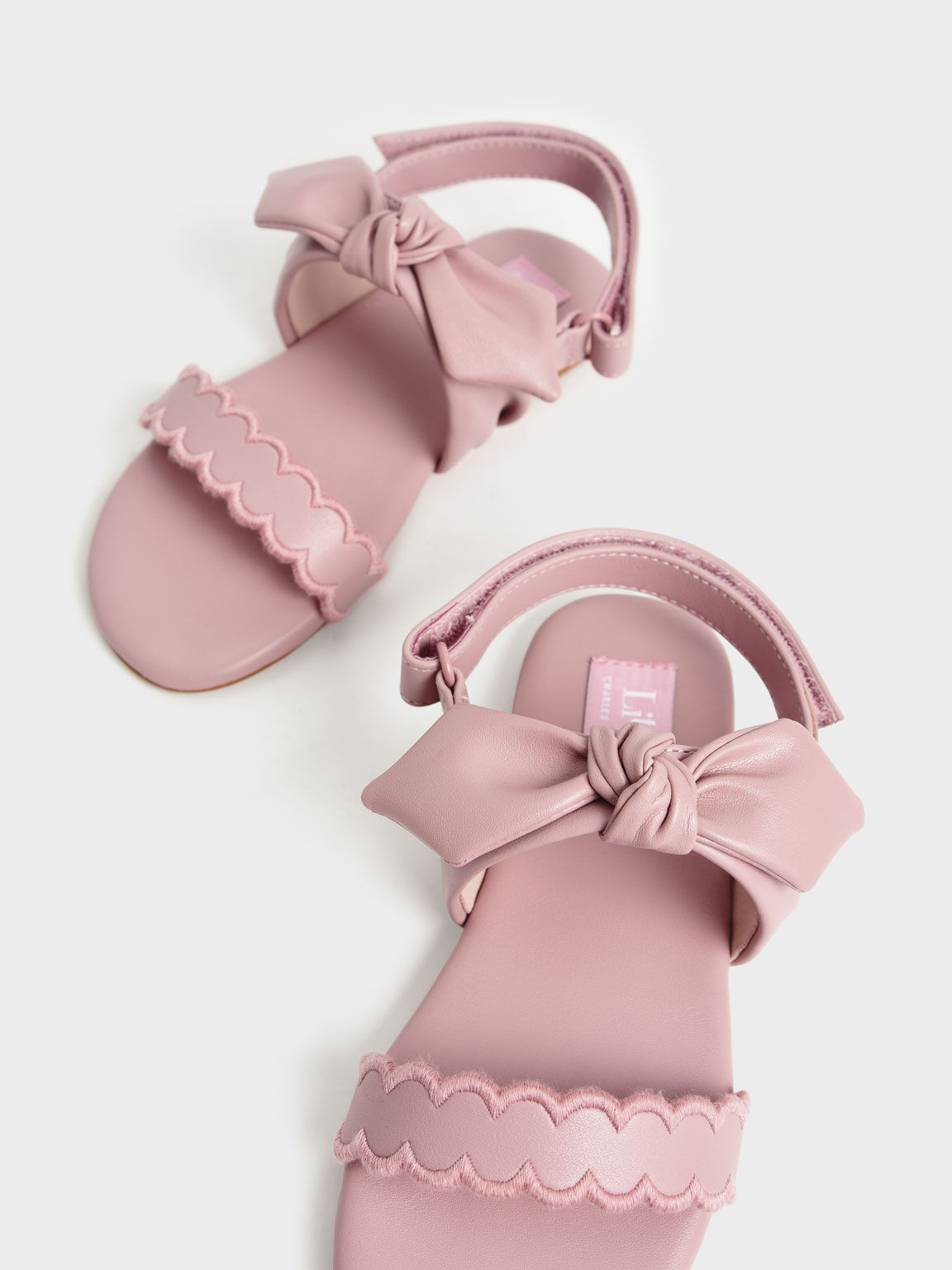 Girls' Bow-Tie Flat Sandals, Pink, hi-res